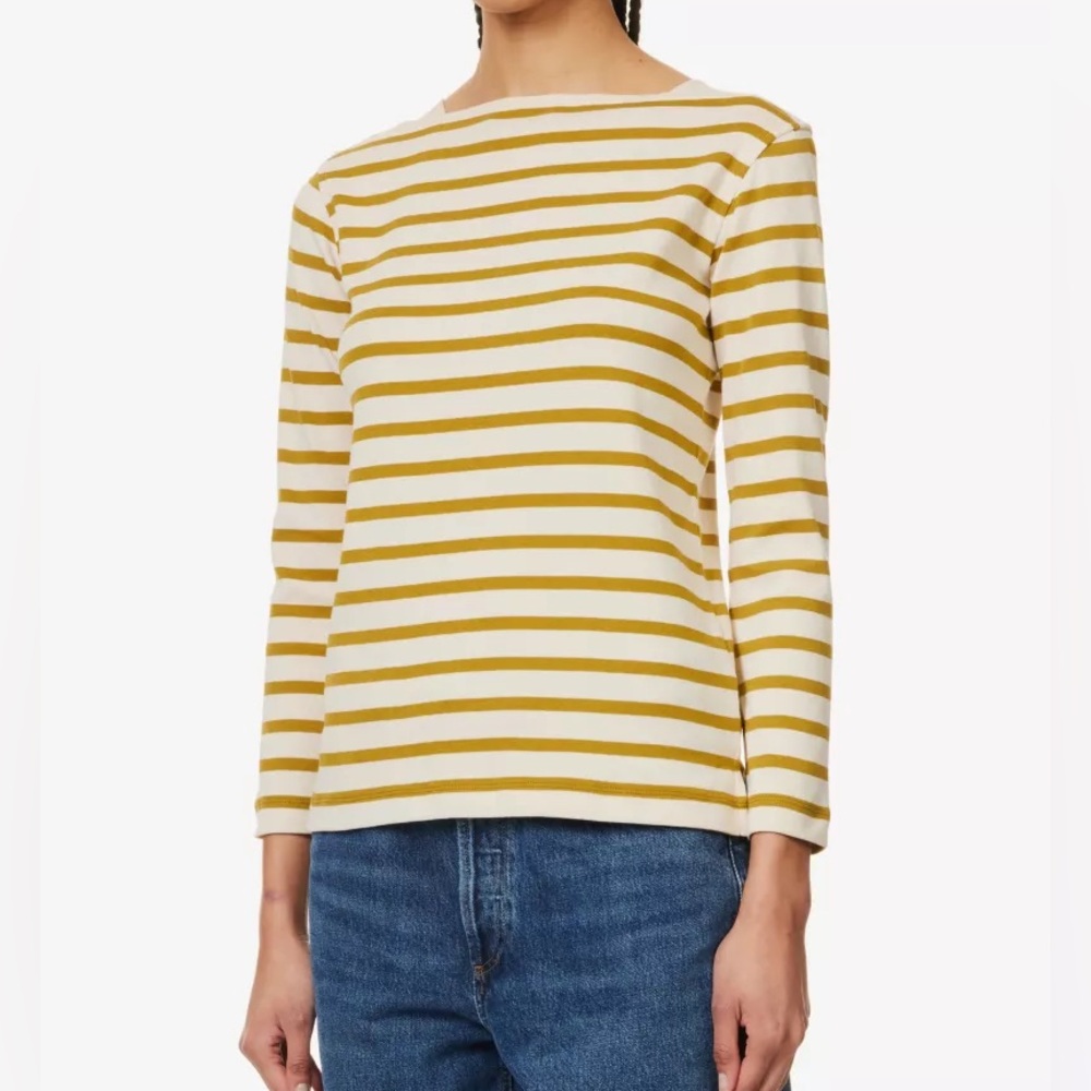 Soeur Long Sleeve Katy Tee Shirt in Ochre/Cream Stripe